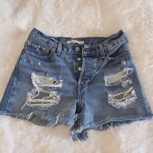 Levi's Ripped Blue Jean Shorts